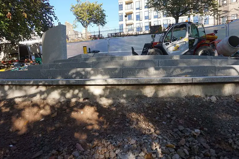 Granite sections being liad