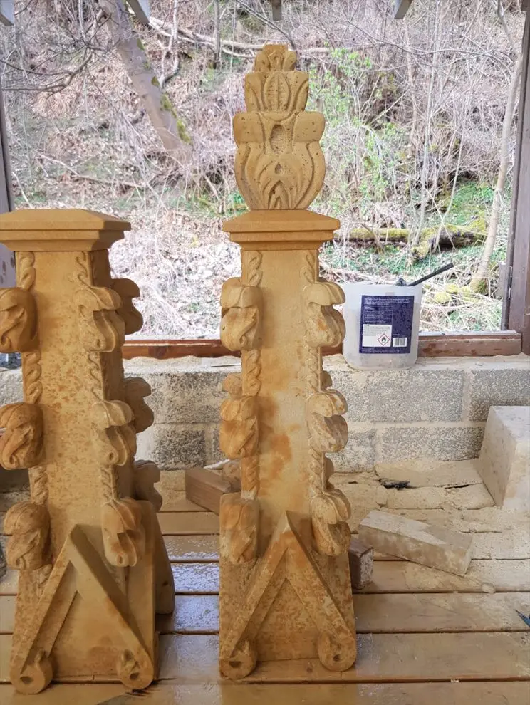 Floral Finials prepped for installation