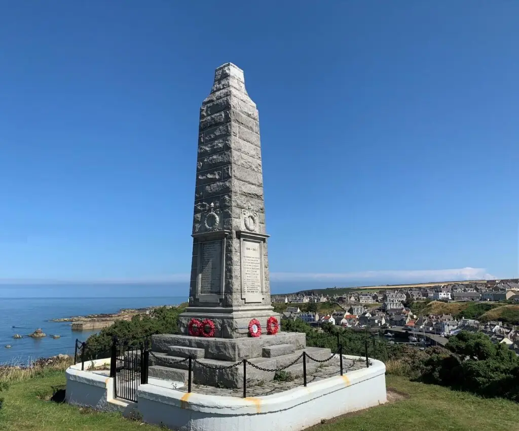 Findochty War Memorials with Wreaths